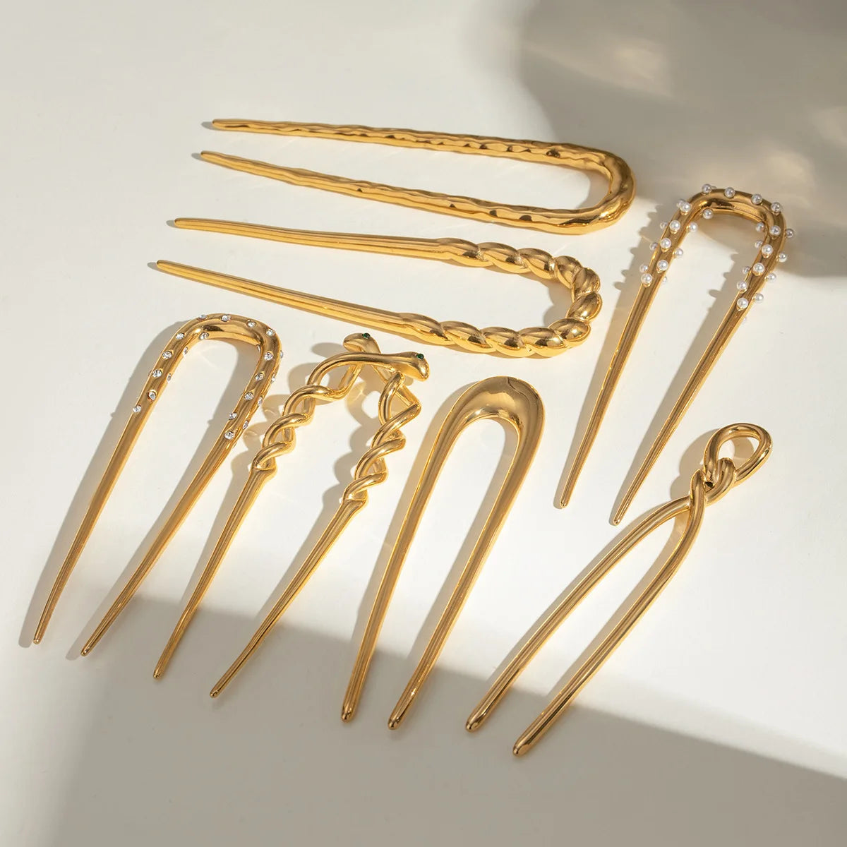 Classic Light Luxury High-Grade 18k Gold Stainless Steel Hairpin Trend Does Not Fade Jewelry Wholesale