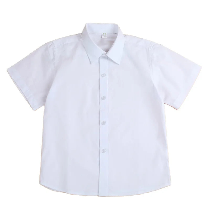 White Short Sleeve School Uniform Tops Summer Dress Shirts for Boys and Girls Children's School Clothing-Wholesale