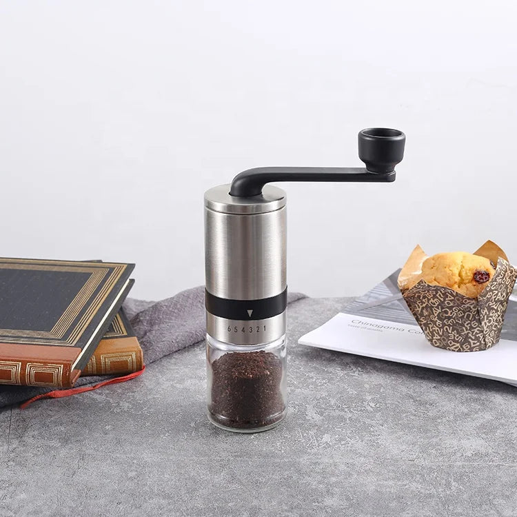 304 Stainless Steel  Commercial Manual Hand Coffee Beans Grinder with Conical Burr Mill Coffee Grinder