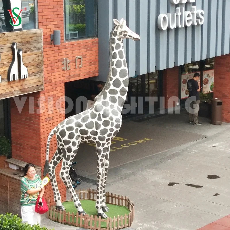 Factory Price Life-size Fiberglass Lighted Animated Giraffe Deer for Outdoor