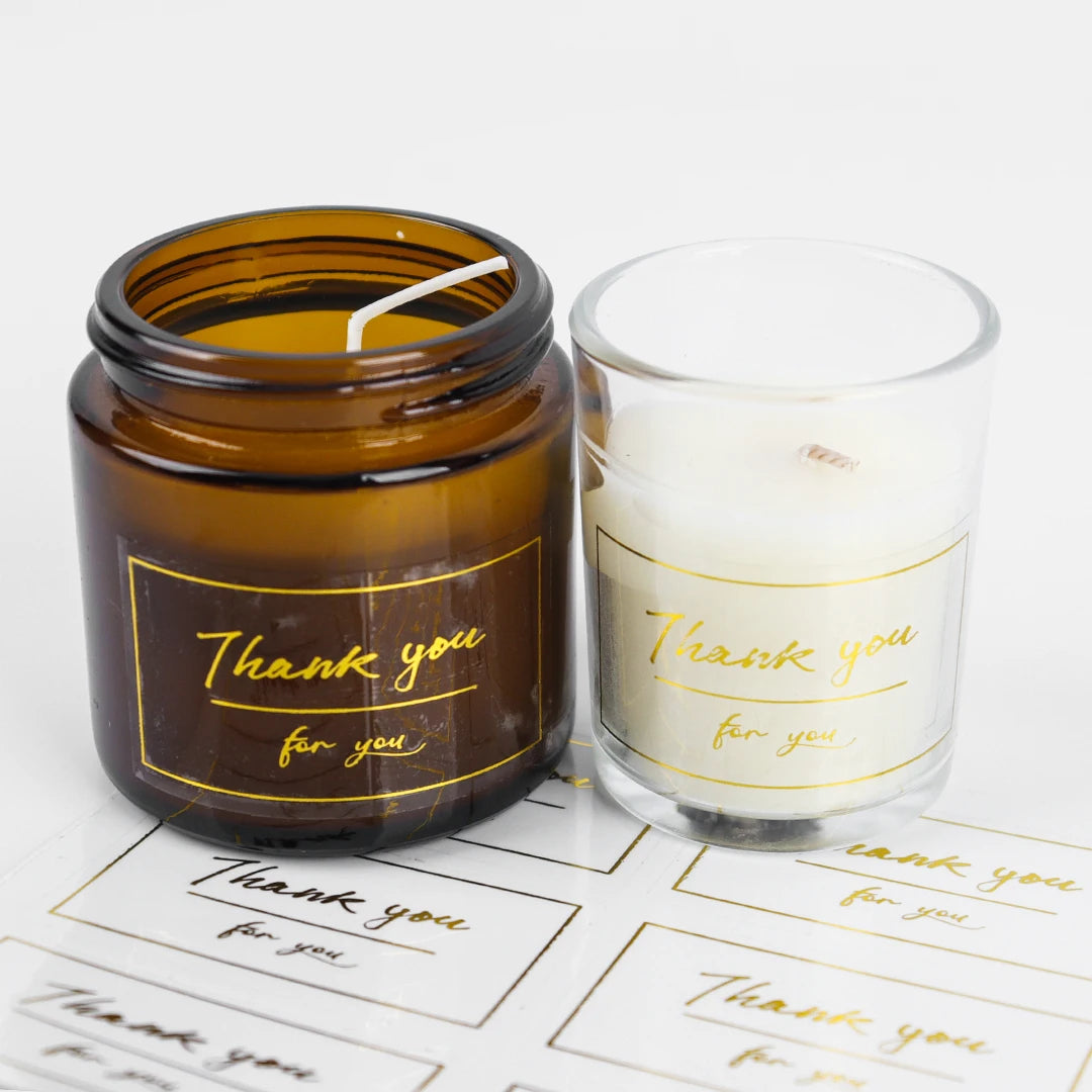 Custom Clear Vinyl Sticker Custom Shape Waterproof Oil Resistant Scratch Proof Strong Adhesive Die Cut Candle Jar Logo Stickers