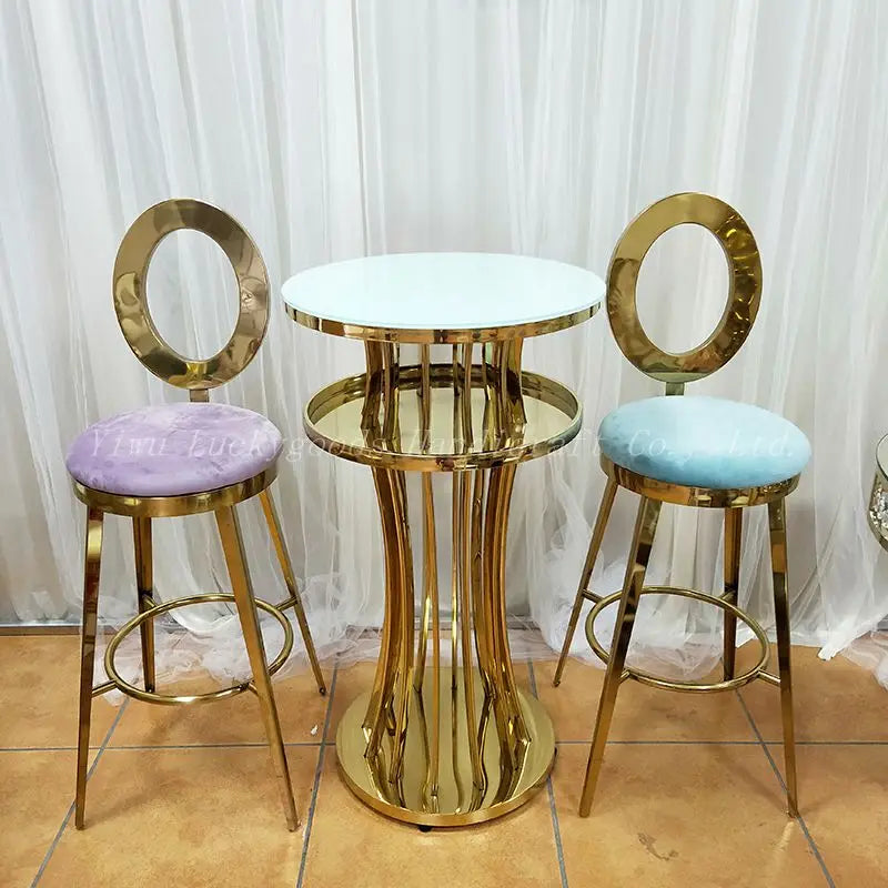 Luckygoods Factory Supply Wedding Party Round Back Stainless Steel bar Wedding Chair CY210511-28