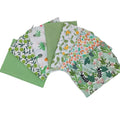 Bulk Wholesale 8pcs Green Floral Cotton Fabric Quilting Square No Repeat Printed Sewing Cloth Patchwork for Hand Sewing Crafting