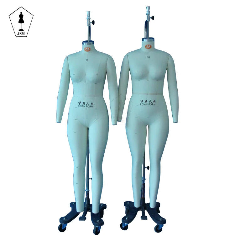 JASMINE Fashion Fiberglass US Size 10 Adjustable Full-Body Tailor Mannequin European Original Style Dressmaker Dummy for Sale