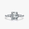 Ailmay Real 925 Sterling Silver Luxury Rectangle 2CT Clear AAAAA CZ Finger Rings for Women Wedding Promise Statement Jewelry Gif