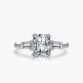 Ailmay Real 925 Sterling Silver Luxury Rectangle 2CT Clear AAAAA CZ Finger Rings for Women Wedding Promise Statement Jewelry Gif