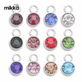 12pcs Charms 6mm Birthstone Pendants DIY Handmade Making Findings Gold Silver Color Crystal Pendants for Necklace Bracelet