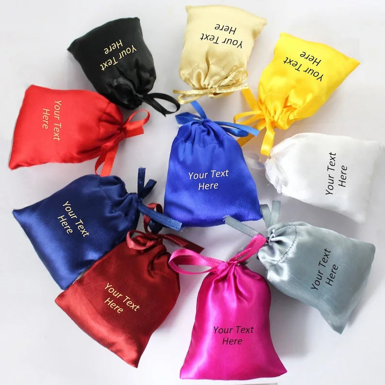 Custom Wholesale Personalized Jewellery Packaging Pouches Drawstring Pouch Gift Bag Silk Wig Bag for Hair Bundles