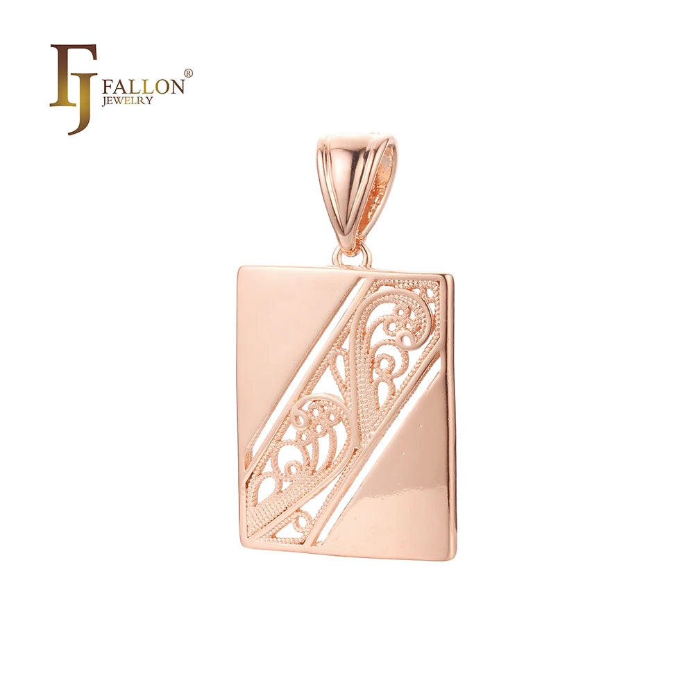 FJ Fallon Fashion Jewelry Pendant Plated in Rose Gold Brass Based