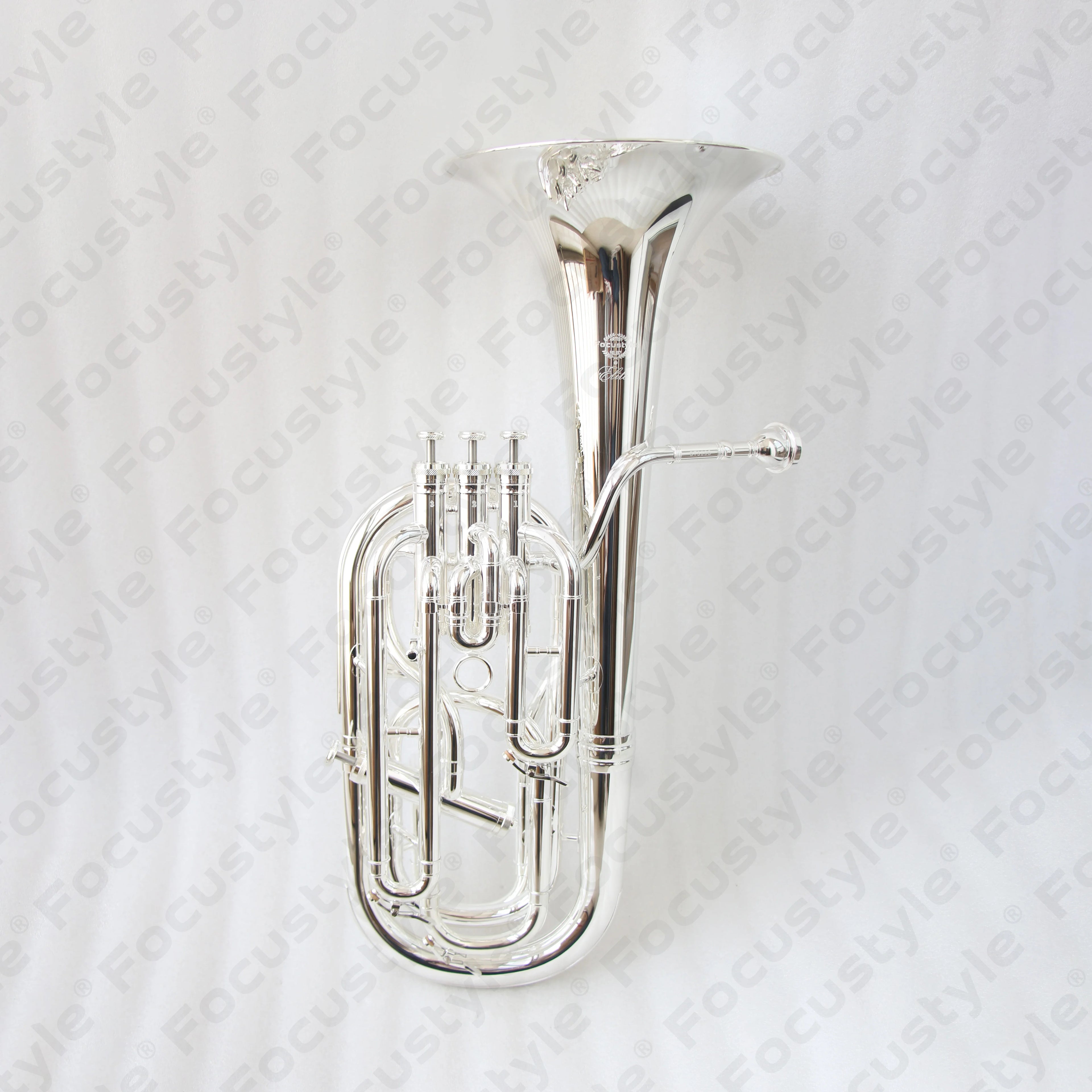 Professional 4-Valve Baritone Horn Full Silver Plated 3+1 Type Baritone Instrument
