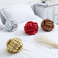 Handmade Christmas Red Hot Gold Shiny Surface Knotted Pillow with Three Strands  Cushion for Window Cushions