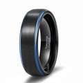 OAHLAN Fashion Jewelry Tungsten Wedding Band Ring for Men Women Blue Step Edge Black Brushed Tungsten Carbide Rings Size 6-13