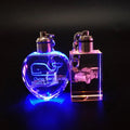 Custom 3D Laser Engraved Lab Created K9 Crystal Clear Octagon Keychain Luxury Personalized LED Light Keyring Wedding Souvenirs