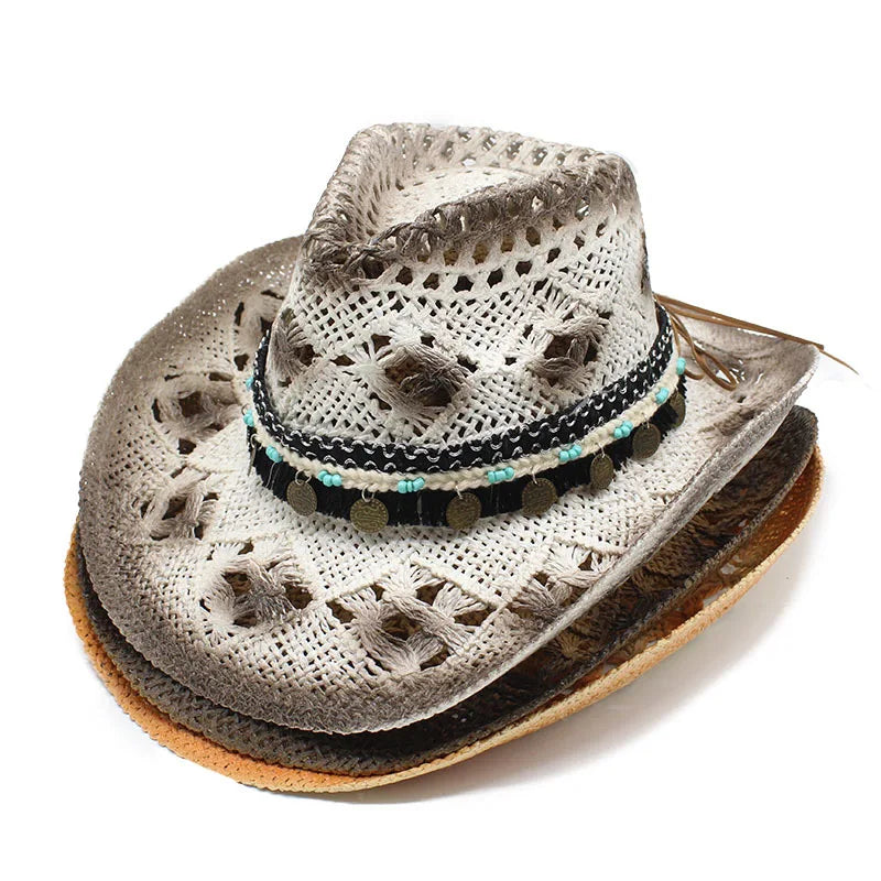 Wholesale White Western Decor Chapeau Straw Cowboy-Hats for Women Girls Custom Cow Boy Bulk Waterproof Cowboy Hats