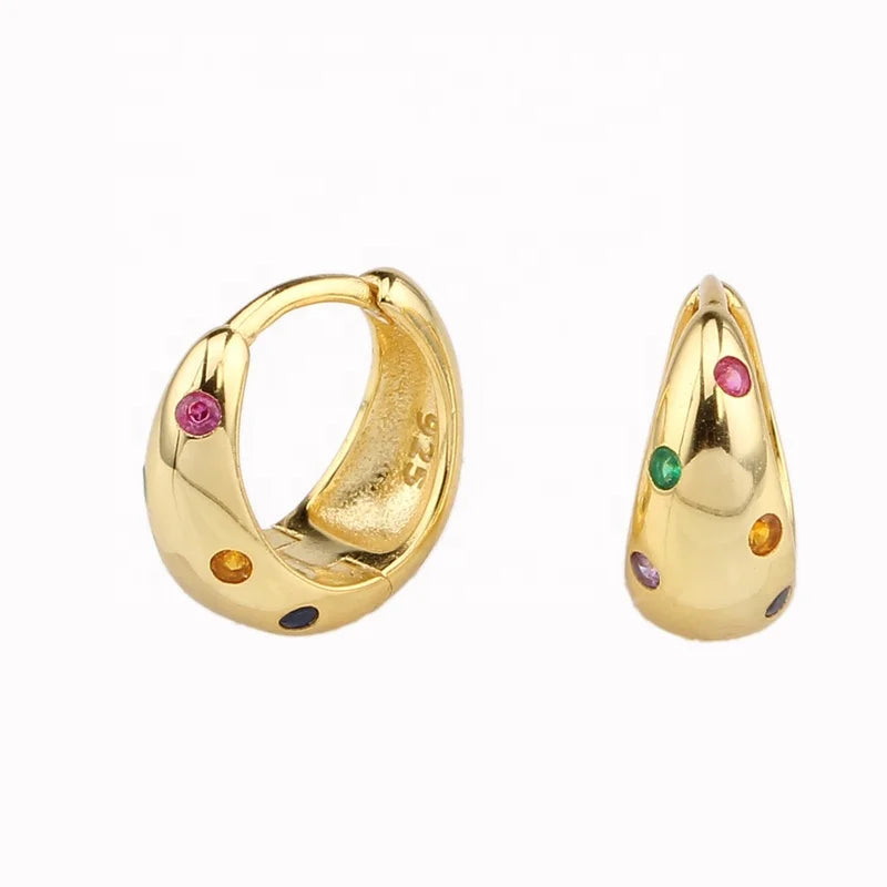 Wholesale Trendy Gold Plating 925 Sterling Silver Hoop Earring Fine Jewelry