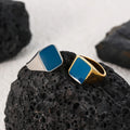 VAF Latest Design Sky Blue Enamel Signet Statement Ring Men's Stainless Steel Gentleman Ring