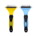 Factory Custom Stainless Steel Double-sided 23+12 Teeth Pet Cat Dog Hair Dematting and Deshedding Grooming Rake Brush Tool