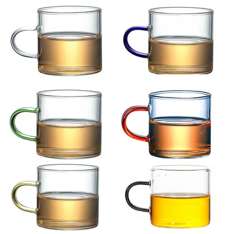 Excellent Material clear Handmade 6pcs Small Glass Tea Cup Set Heat Resistant Borosilicate Double Wall Glass Coffee Cup Tea Cup