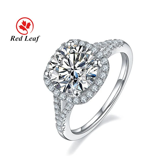 Redleaf Jewelry S925 Silver Moissanite Diamond Ring D VVS Grade Elegant and Luxurious