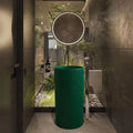 Golden Floor Stand Solid Surface Washbasin Composite Stone Bathroom Sinks Stand Alone Artificial Stone Basin