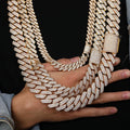 Hip Hop Jewelry Fashion 18K Gold Plated Brass CZ Zircon Diamond Luxury Iced Out Chunky Cuban Link Chain Necklace for Men Women MegaBDM
