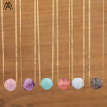 Classic Round Stone Bead Necklace  12mm Healing Crystal Chakra Energy Necklaces
