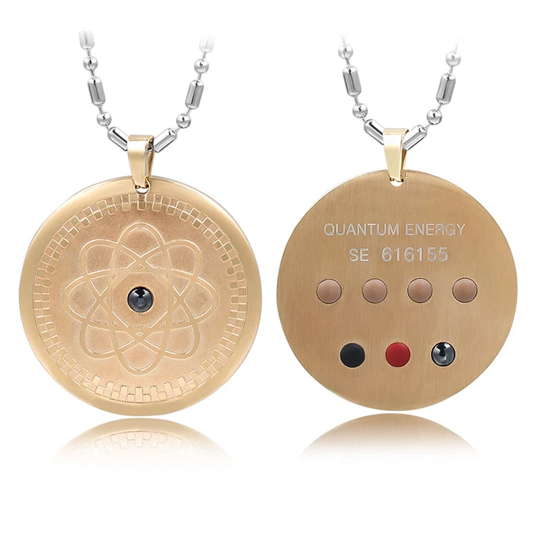 Stainless Steel Anion Negative Ion Energy Pendant with 7 Natural Stones Gold and Silver Plated for Gift