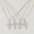 Starsgem Moissanite Necklace Jewelry 14K White Gold Moissanite Diamond Cross Necklace Jesus Christ Charm Cross Pendant MegaBDM