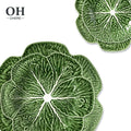 Factory Wholesale Green Ceramic Floral Cabbage Dinner Dessert Charger Plates Sets Luxury Dinnerware for Wedding&Events&Rentals