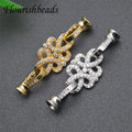 Wholesale Nickel Free Anti Rust Gold Plated CZ Pave Large Size Knot Shape Clasps for Bracelet Jewelry Making