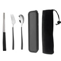 Black Cutlery Flatware Set 18/8 Outdoor Camping Portable Stainless Steel Travel Cutlery Set with case Fork Spoon Chopsticks