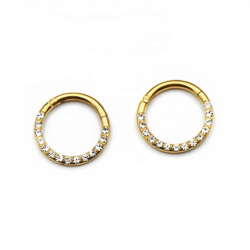 Gaby 16G Segment Stainless Steel Septum Clicker Gold Nose Rings Ear Helix Cartilage Tragus Body Piercing Jewelry Certified ASTM