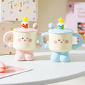M Funny Ceramic With Lid Spoon Cute and Peculiar Mug Birthday Gift for Girls Practical Souvenir Cup