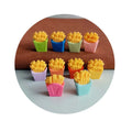 Bulk 100Pcs/Lot 3D Mini Resin French Fries Food Ornaments Lovely Sweet Doll House Food Crafts for Phone Case Kitchen Room Decor