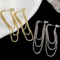 Fashion Wholesale Jewelry Elegant Jewelry Geometric Women Noble Tassels Long Earrings Front Back Dangle Chain Earrings Women