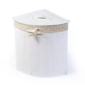 Large Customizable Size White Bamboo Folding Laundry Basket Durable Collapsible Dirty Rattan Woven Bag for Clothing