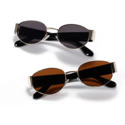 Fashion Vintage Oversized Copper Frame AC Lens Sunglasses Women Oval UV400 Sun Glasses Eye Protection Decoration W5052