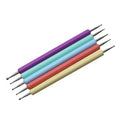Colorful 5pcs Wood Double Sided 2-way Nail Art Pens Set with Alloy Brush for Manicure & Painting