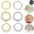Gaby ASTM F136 Hoop Nose Ring Zircon Triple G23 Titanium Ear Cartilage Helix Spiral Section Titanium Piercing Body Jewelry
