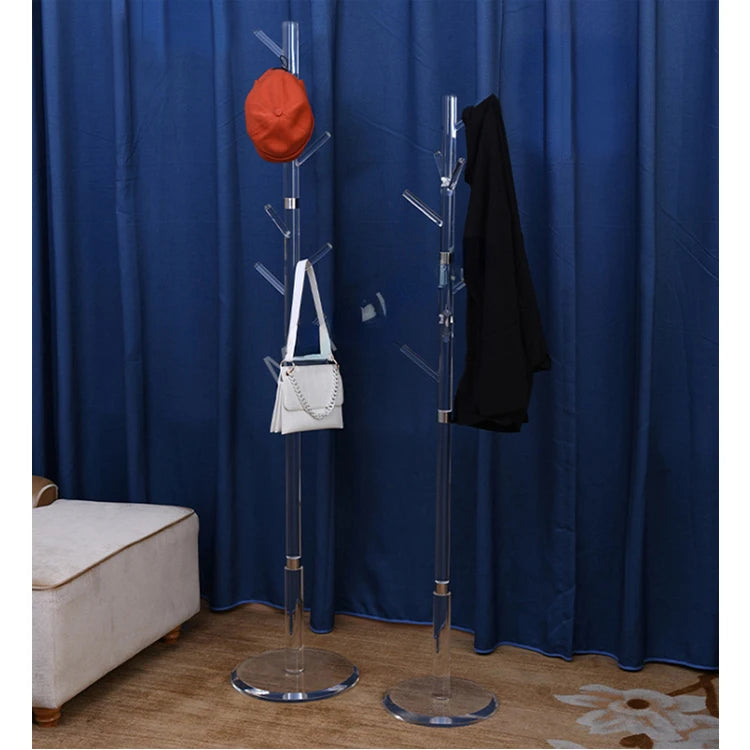 Transparent Modern Acrylic Coat Rack Simple Creative Extendable Floor-standing Hanger for Bedroom Living Room Home Furniture