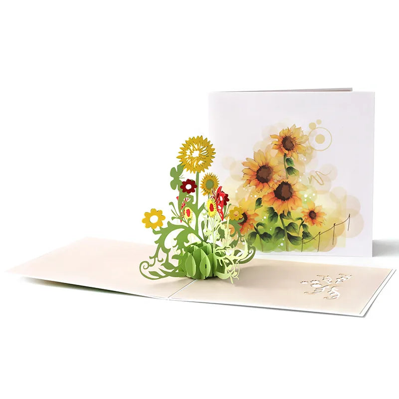 Customized Popup 3D Flower Design Card Congratulations Gift Cards 3D Popup Cards