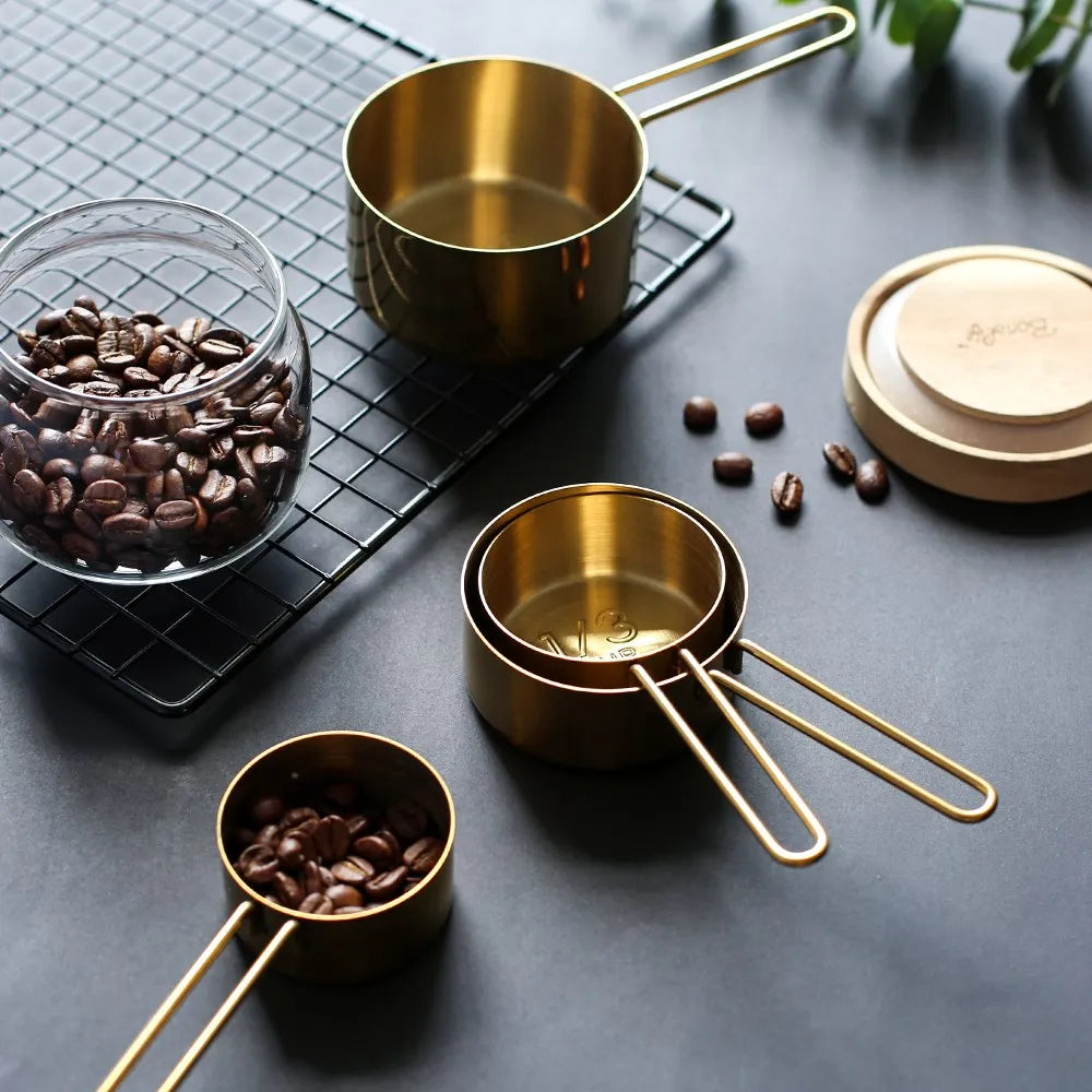 Nordic Stainless Steel Measuring Cup Set Scales Engraved Measuring Jugs Coffee Scoop Spoon Baking Cooking Tools Kitchen Utensils