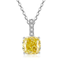 Square Cut Yellow Zircon Pendant Necklaces 925 Sterling Silver Fashion Jewelry Necklace