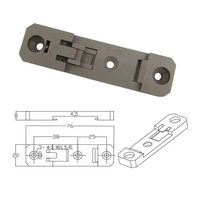 Universal Back and Grey 20mm Din Rail Spring ClipPlastic Din Standard Rail Mounting Clip