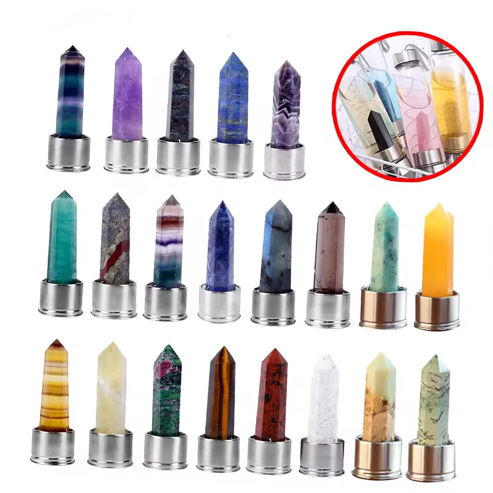 HOT SALE Replaceable Healing Crystal Stone Point Withe Bottom for Crystal Water Bottle(excluding Bottles)