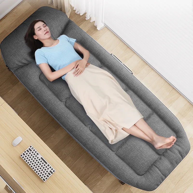 Newest Single Cot Bed with Foldable Metal Frame Soft Sponge Board Back Support Minimalist Design Promotion for Bedroom Use