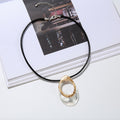 TongLing European Black Rope String Necklace Mixed Color Irregular Pendant Choker Necklace for Women