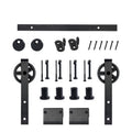 JIANSEN 6.6FT Black Antique Style Wooden Barn Door Track Hardware Heavy Duty Sliding Barn Door Hardware Kits Accessory