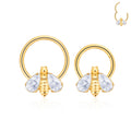New Wholesale ASTM F136 Titanium Bee Shape Zircon Segment Rings Nose Rings Lip Rings Clicker Piercing Jewelry