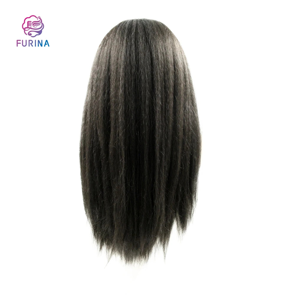 Furina New Arrival Yaki U Part Lace Closure Natural Black 24 Inch High Quality Beauty Sexy Use Wigs for Black Women